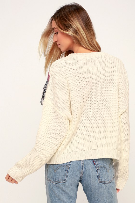 Cool Cream Knit Sweater - Fringe Sweater - Fringe Knit Sweater - Lulus