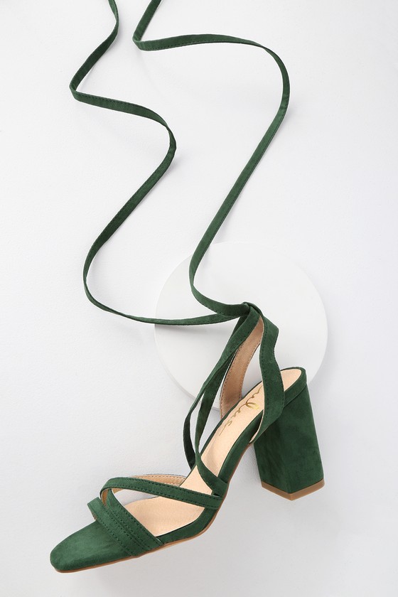 Arabella Block Mid, Made to Order in forest green velvet | Made to Order  Arabella Block Mid in Forest Green velvet, these heavenly heels can be  embellished with 6 different floral pieces,
