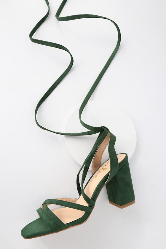forest green block heels