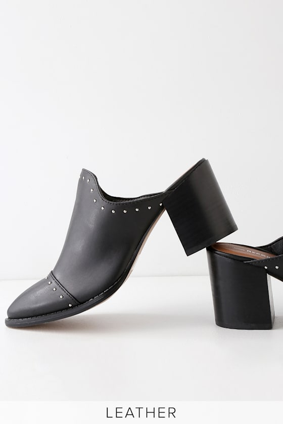 Tre Black Studded Mules 1