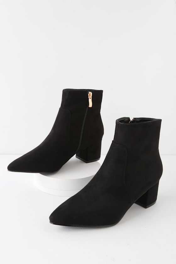 Sofia Black Suede Pointed Toe Ankle Booties 1