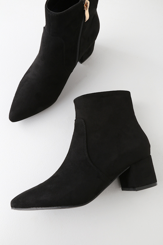 suede pointed booties