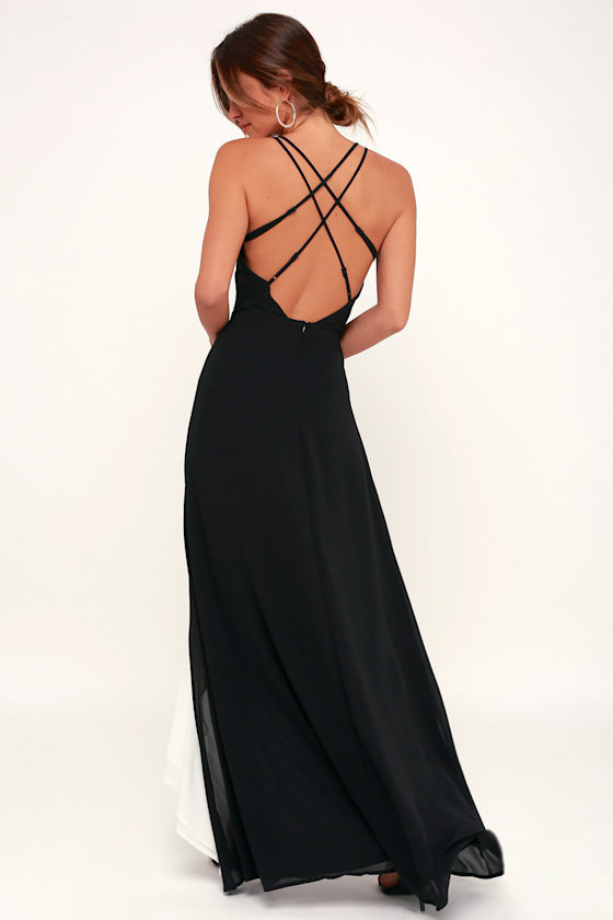 Make an Entrance Black and White Ruffled Maxi Dress 4