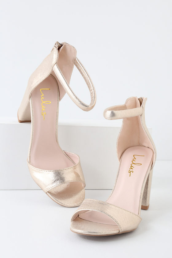 Sidecar Cutie Champagne Sueded Metallic Ankle Strap Heels 3