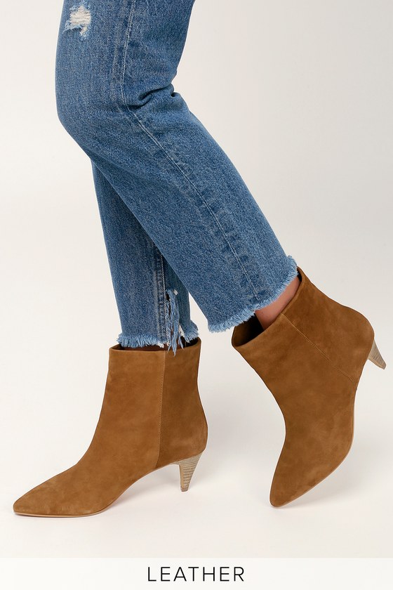 Dolce Vita DeeDee - Dark Saddle Ankle Booties - Kitten Heel Boots - Lulus