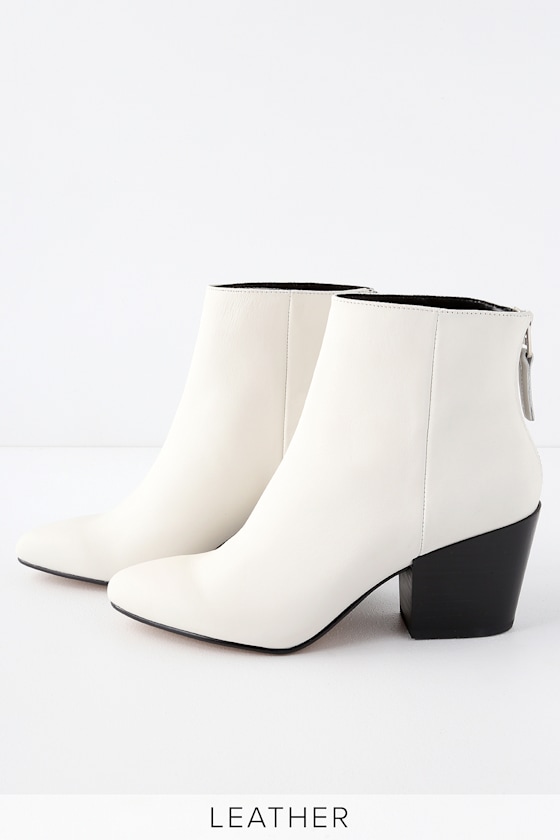 Coltyn Off-White Leather Pointed Toe Ankle Booties 3