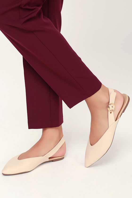 Violia Nude Pointed Toe Slingback Flats 2