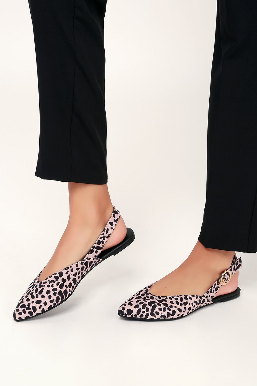 Chic Leopard Print Flats - Pointed-Toe Flats - Slingback Flats - Lulus