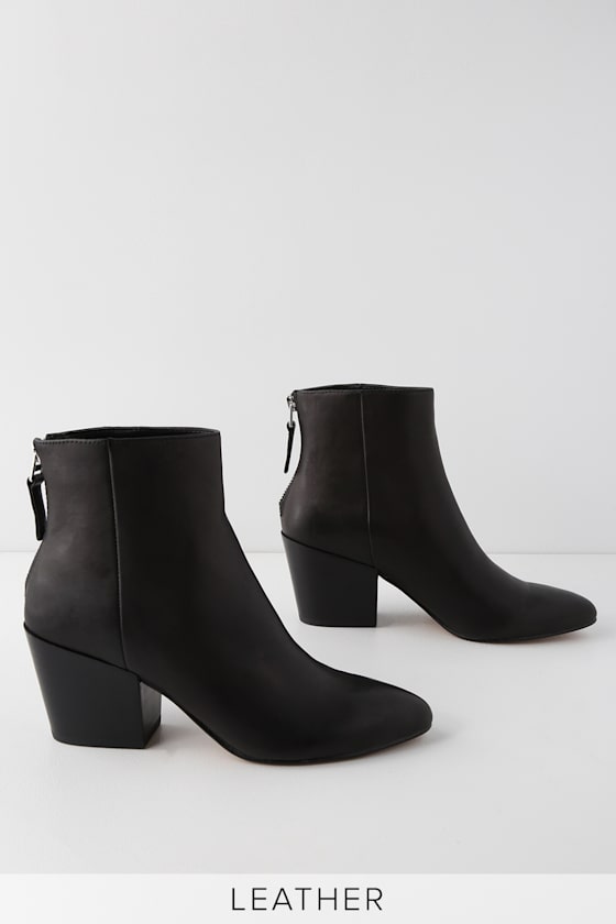 Coltyn Black Leather Pointed Toe Ankle Booties 4