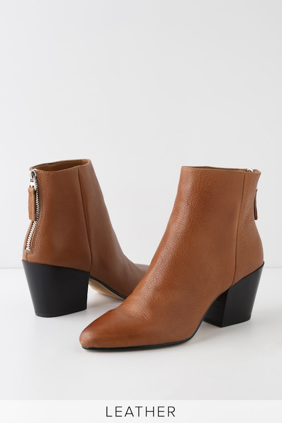 Coltyn Brown Leather Pointed Toe Ankle Booties 2