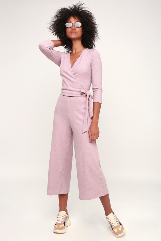 Cute Lavender Pants - Culotte Pants - Cropped Pants - Ribbed Pant - Lulus