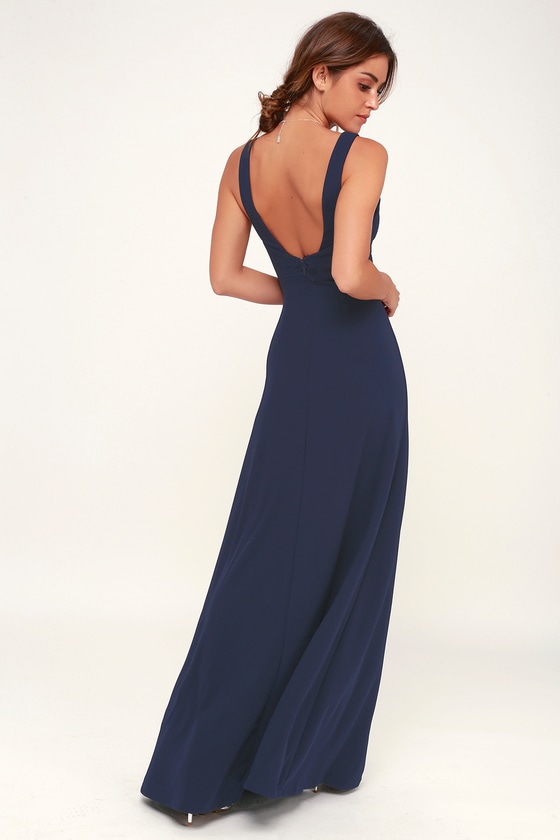 leading role navy blue maxi dress