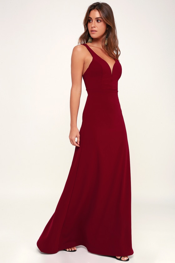 Sexy Burgundy Maxi Dress - V-Neck Maxi Dress - Sleeveless Maxi - Lulus