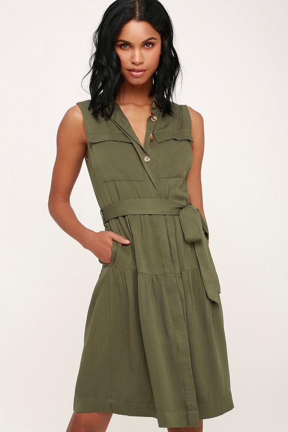 button up green dress