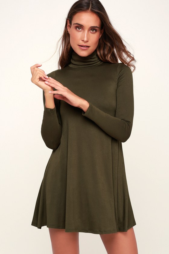 Sway, Girl, Sway! Olive Green Swing Dress