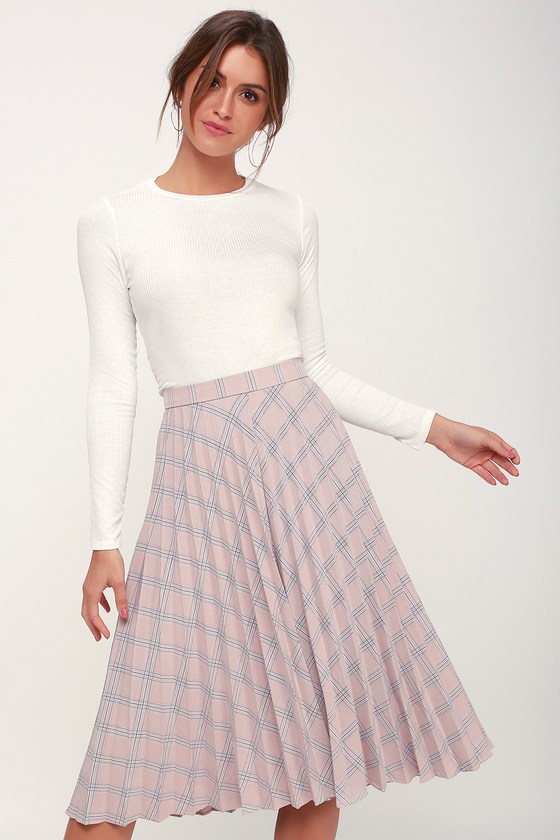 Cute Mauve Skirt - Plaid Skirt - Midi Skirt - Pleated Midi Skirt - Lulus