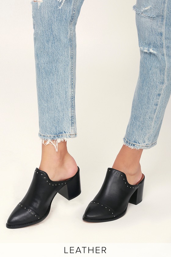 black mules with studs