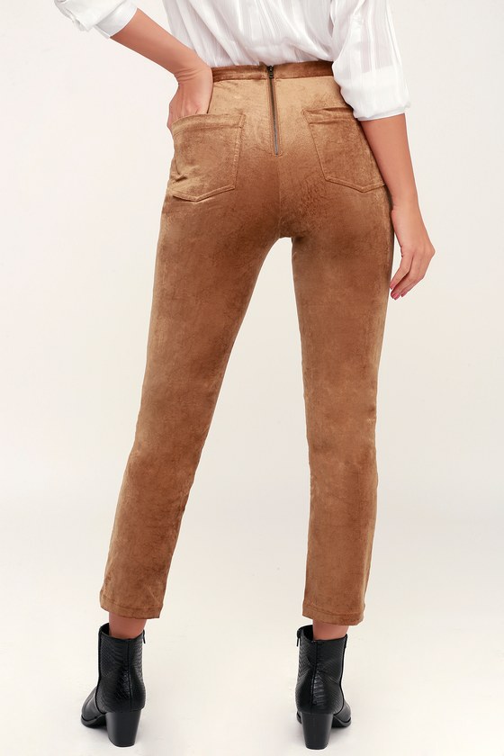 beige velvet pants