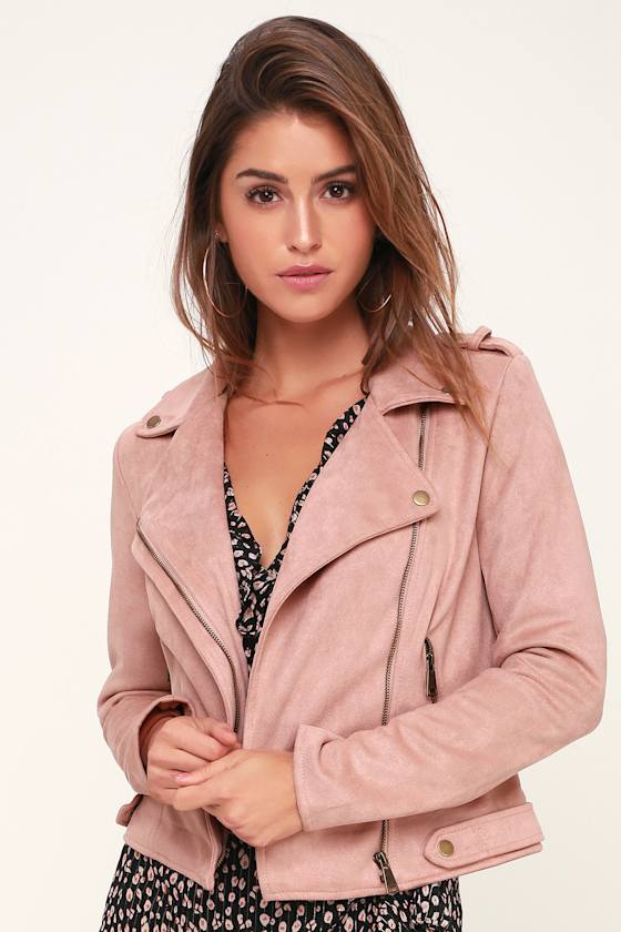 Going to Graceland Blush Pink Suede Moto Jacket 6