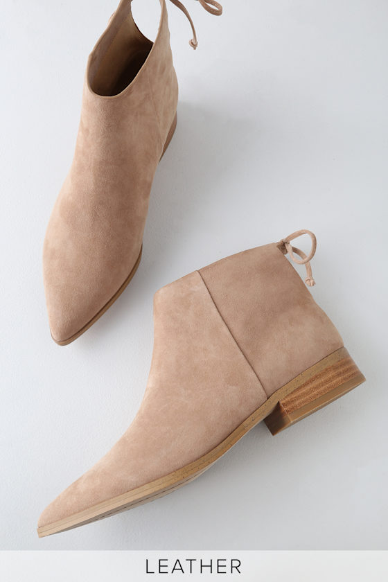 Niva Wood Suede Leather Pointed Toe Ankle Booties 2