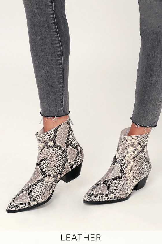 Steve Madden Cafe - Snake Print Booties - Leather Ankle Booties - Lulus