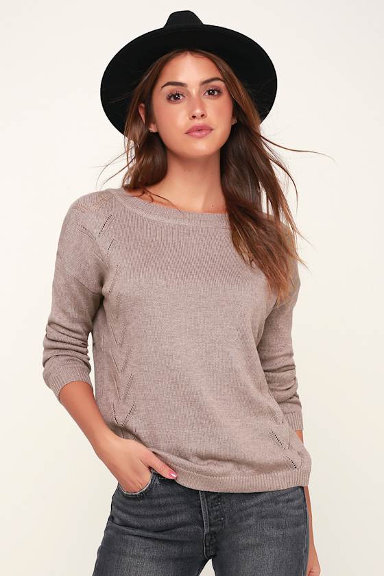 Cute Light Brown Sweater Pointelle Sweater Oversized Sweater Lulus