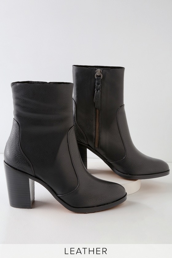Splendid Roselyn Black - Genuine Leather Booties - Mid-Calf Boots - Lulus