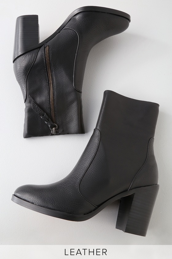 Splendid Roselyn Black Genuine Leather Booties Mid Calf Boots Lulus