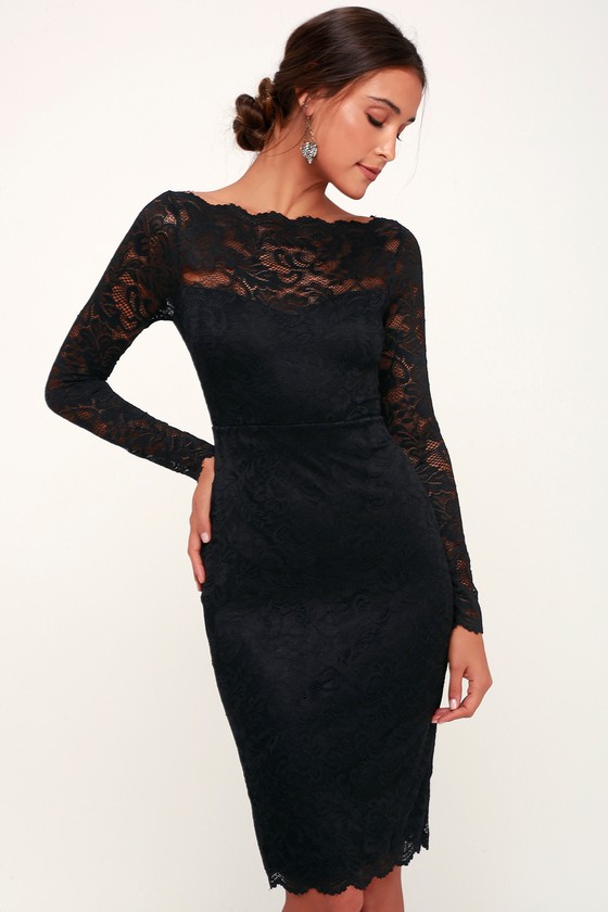 black long sleeve sheath dress