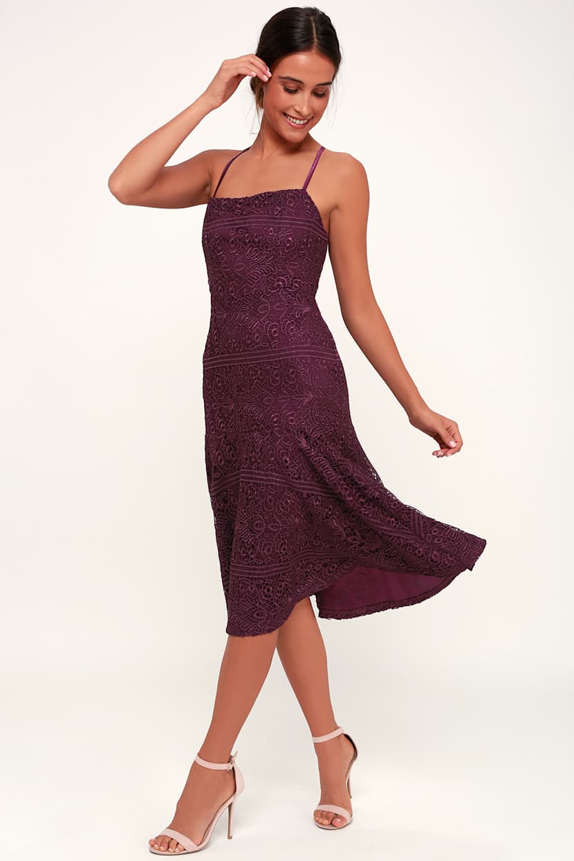 plum lace midi dress Camille Purple Lace Midi Dress  Chaud Tokyo
