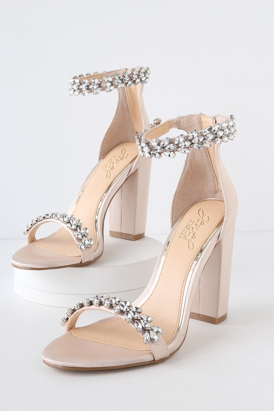 Jewel by Badgely Mischka Mayra - Champagne Satin Heels - Heels - Lulus