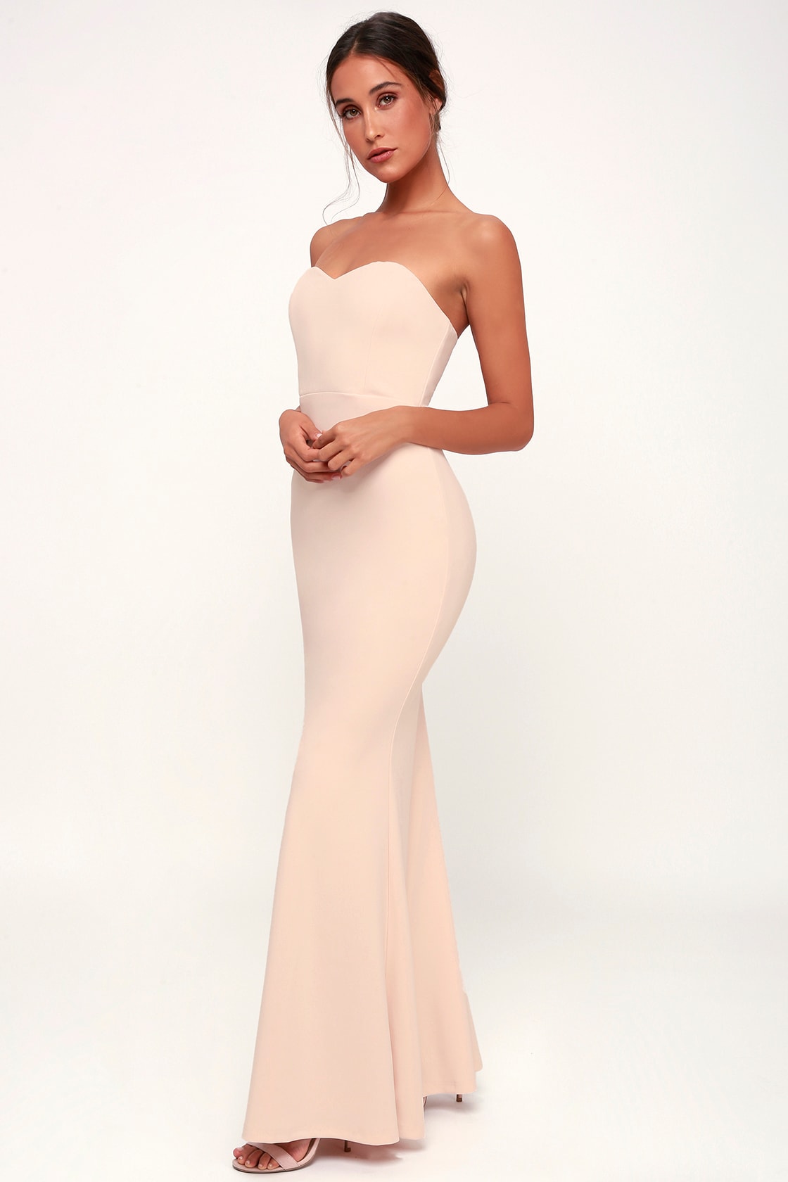 Stunning Blush Maxi Dress - Strapless Dress - Mermaid Maxi Dress - Lulus