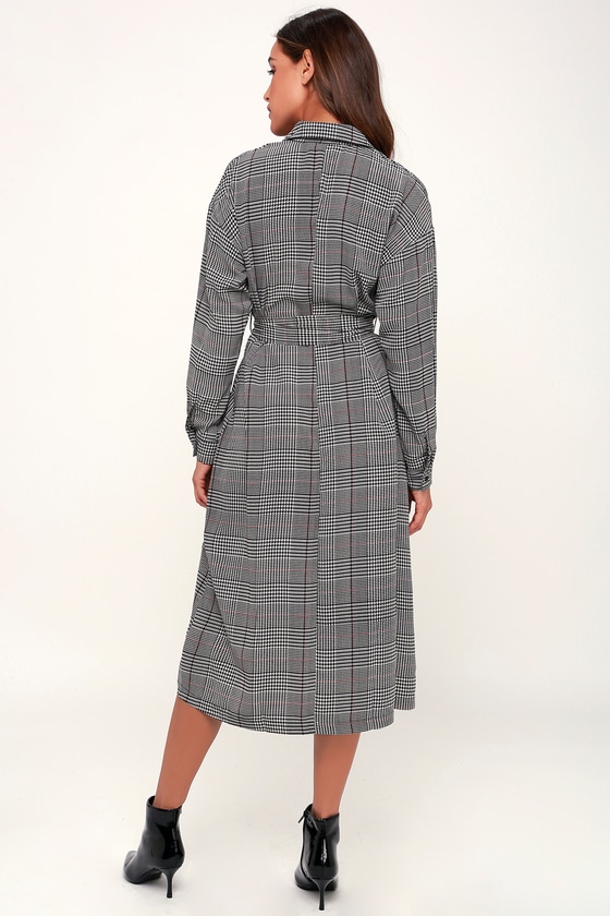 Chic Black and White Houndstooth Dress Midi Dress Chic Black and White Houndstooth Dress Midi Dress