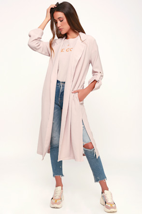 Chic Blush Pink Trench Coat Lightweight Trench Coat Coat Lulus