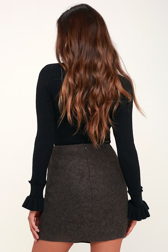 Warner Charcoal Grey Fuzzy Mini Skirt 2
