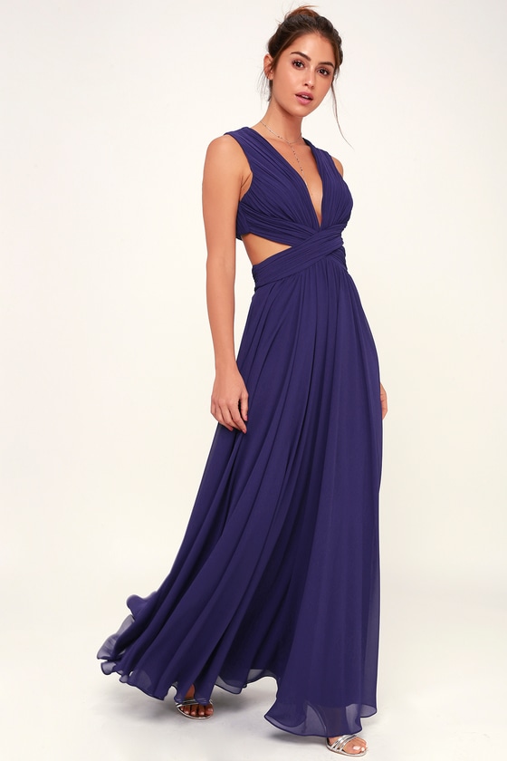 Lovely Royal Blue Dress - Cutout Maxi Dress - Maxi Dress - Lulus