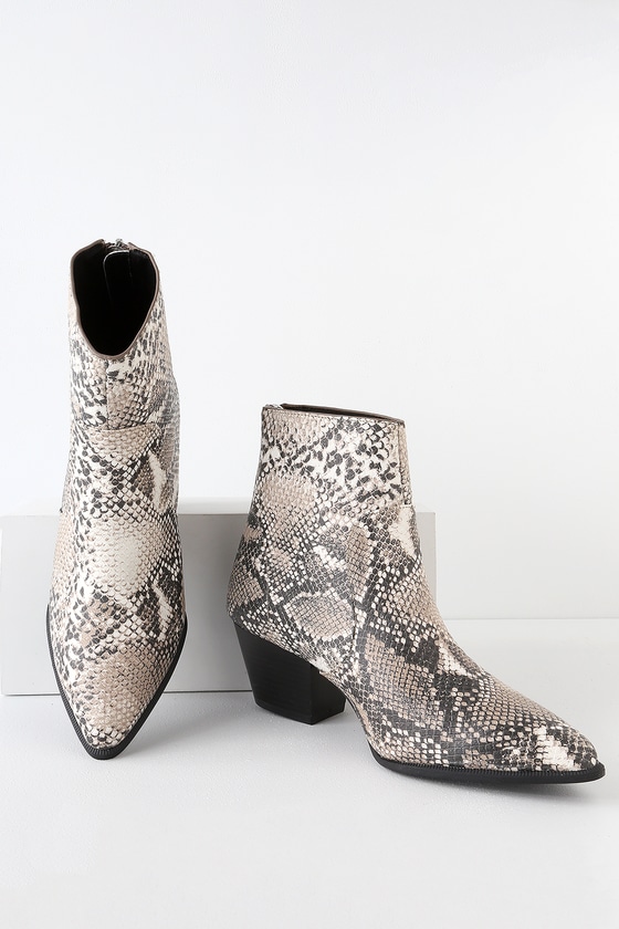 snake print flat booties