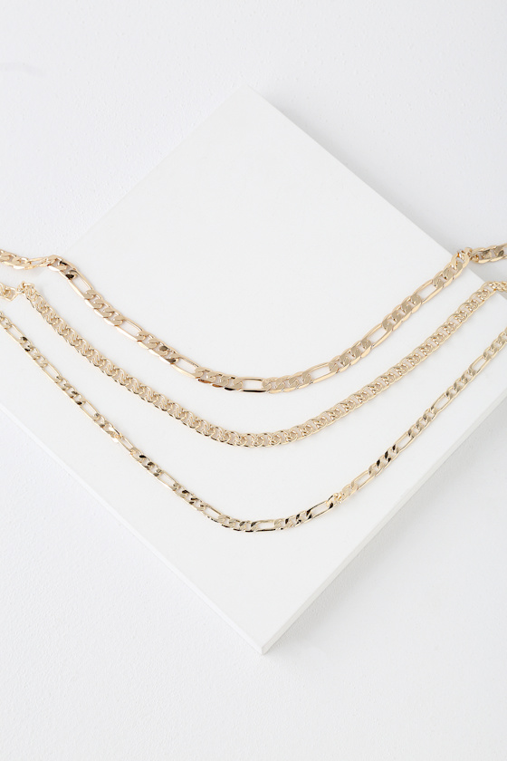 Chiara Gold Chain Layered Choker Necklace 2