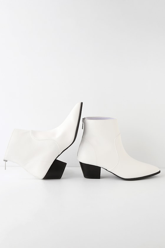 Amina White Mid-Calf Booties 1