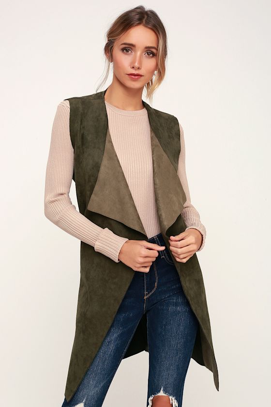 Vest With the Best Olive Green Suede Vest 3