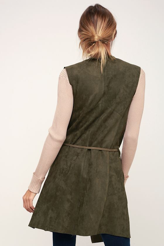 Vest With the Best Olive Green Suede Vest 1