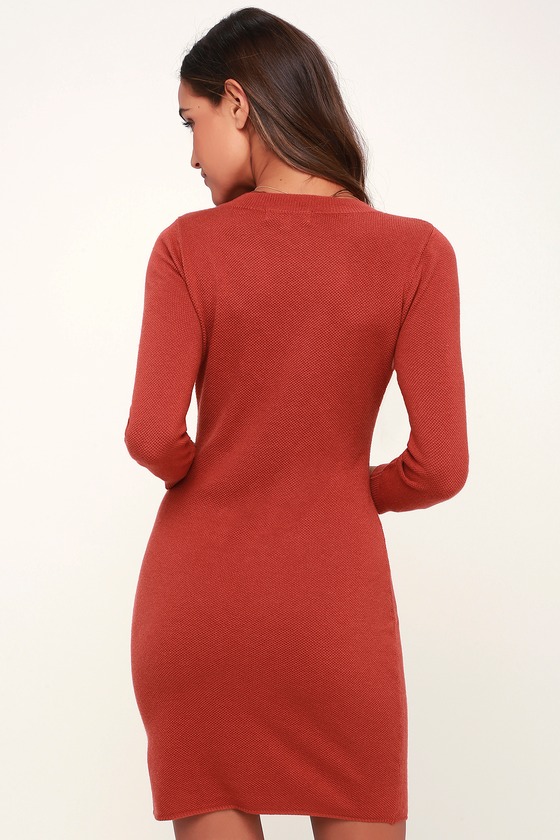 burnt orange sweater dress