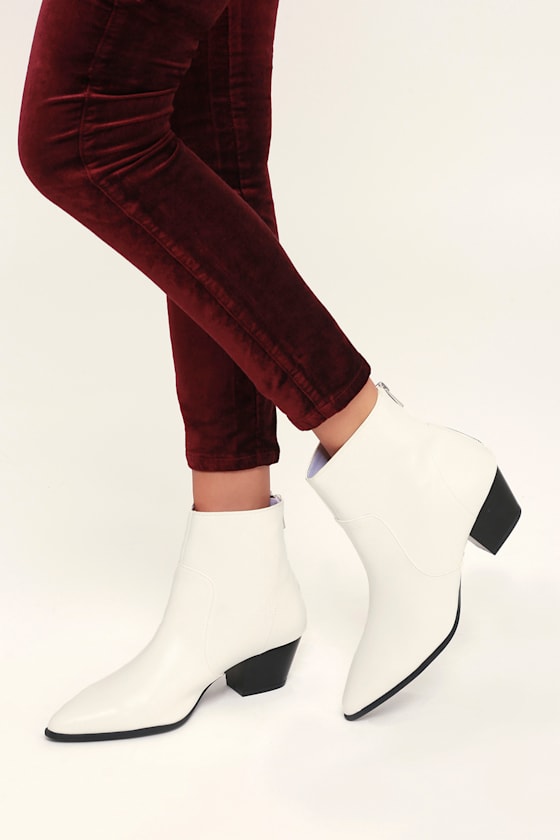 Amina White Mid-Calf Booties 2