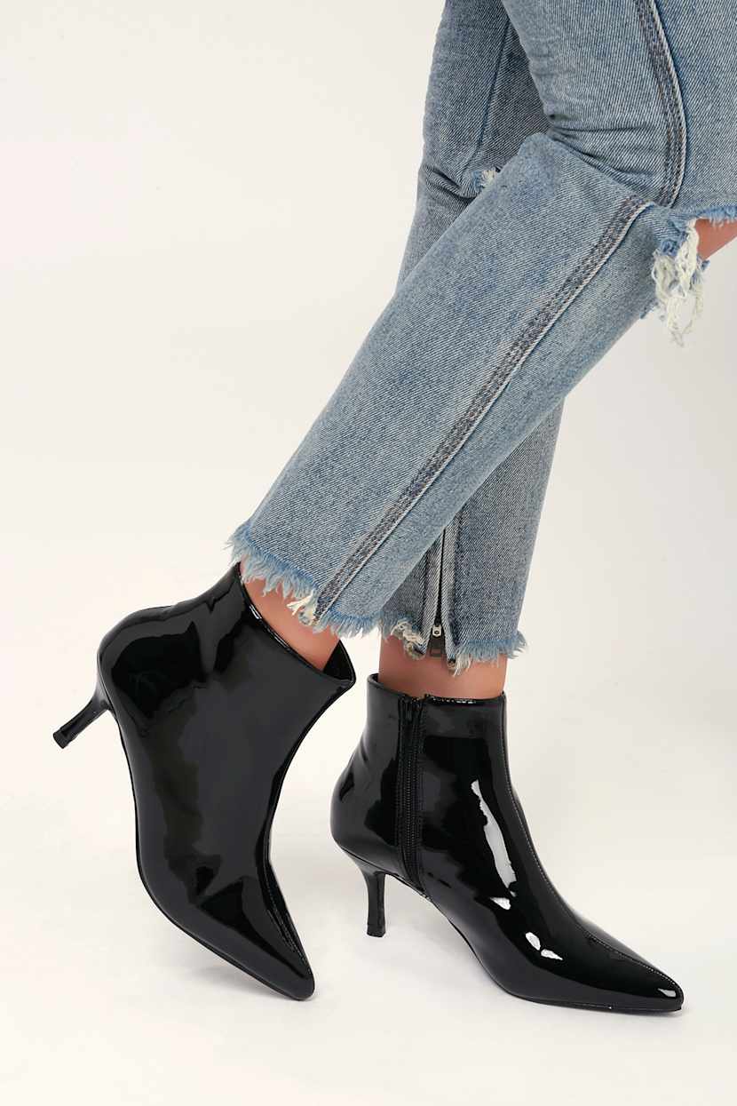 pointed toe kitten heel booties