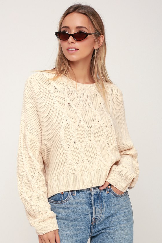Cream Summer Sweater, Cotton Knit Sweater, Women Sweater 803