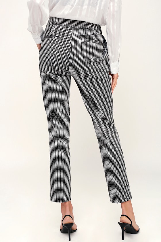 Cute Black and White Pants Plaid Pants Pin Check Pants Lulus