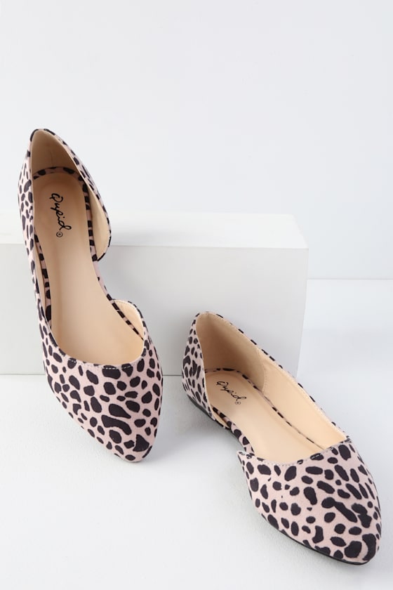 Zooey Nude Leopard Suede D'Orsay Flats 1