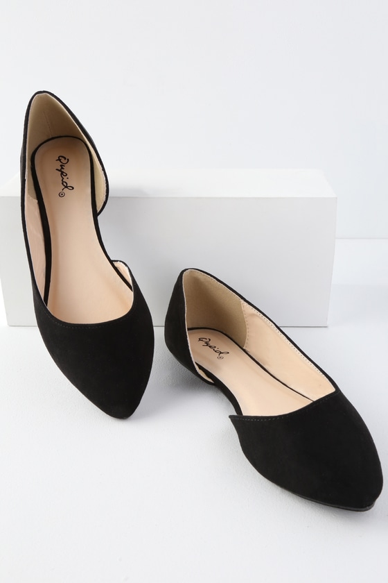 Cute Black Flats - Suede Flats - D'Orsay Flats - Black Suede Flat - Lulus