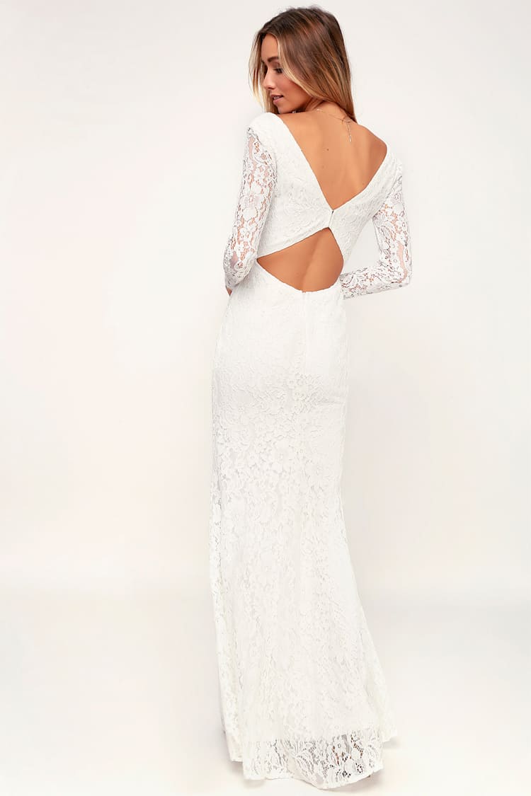 Natural Beauty White Lace Long Sleeve Maxi Dress Natural Beauty White Lace Long Sleeve Maxi Dress