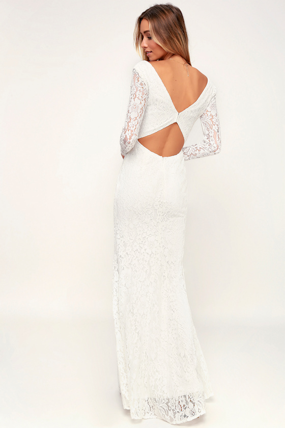 Natural Beauty White Lace Long Sleeve Maxi Dress 2
